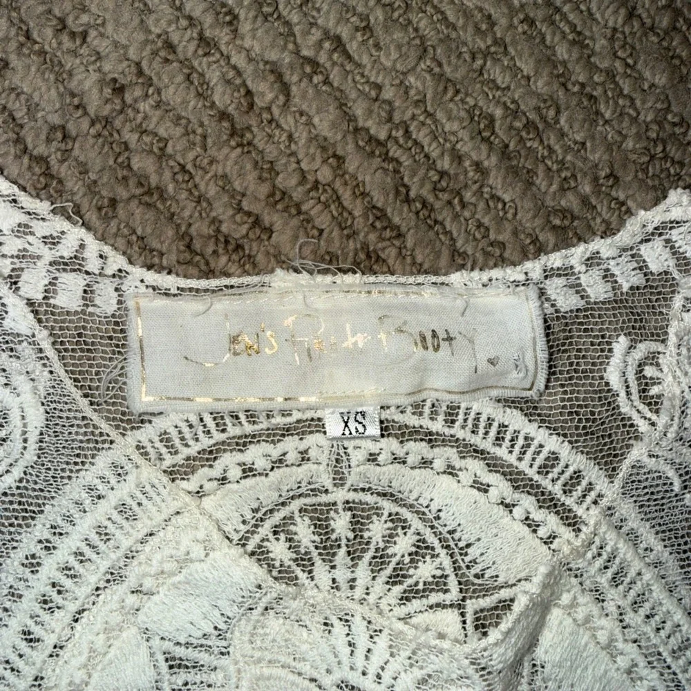 Jen's Pirate‎ Booty Lace Maxi Skirt & Top Set Women XS White Nude Excellent Boho